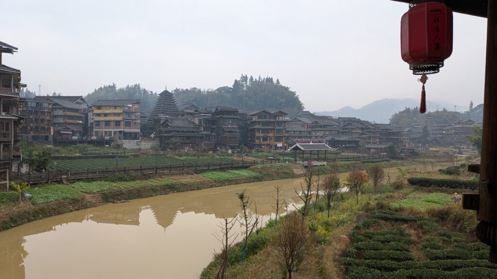 Chengyang, aldea Dong con todas sus casas de madera.